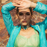 Pool Blue Pantsuit with Bustier